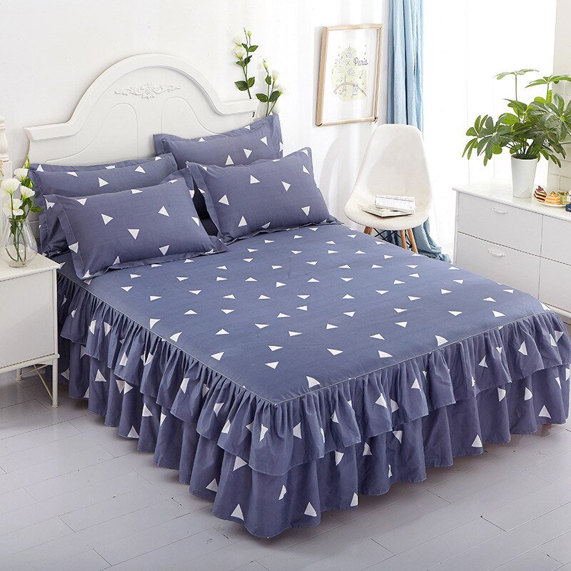 Lotus Leaf Non - slip Bed Skirt with Flowers Bed Sheet - Casatrail.com