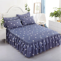 Thumbnail for Lotus Leaf Non - slip Bed Skirt with Flowers Bed Sheet - Casatrail.com