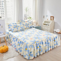 Thumbnail for Lotus Leaf Non - slip Bed Skirt with Flowers Bed Sheet - Casatrail.com