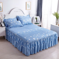 Thumbnail for Lotus Leaf Non - slip Bed Skirt with Flowers Bed Sheet - Casatrail.com