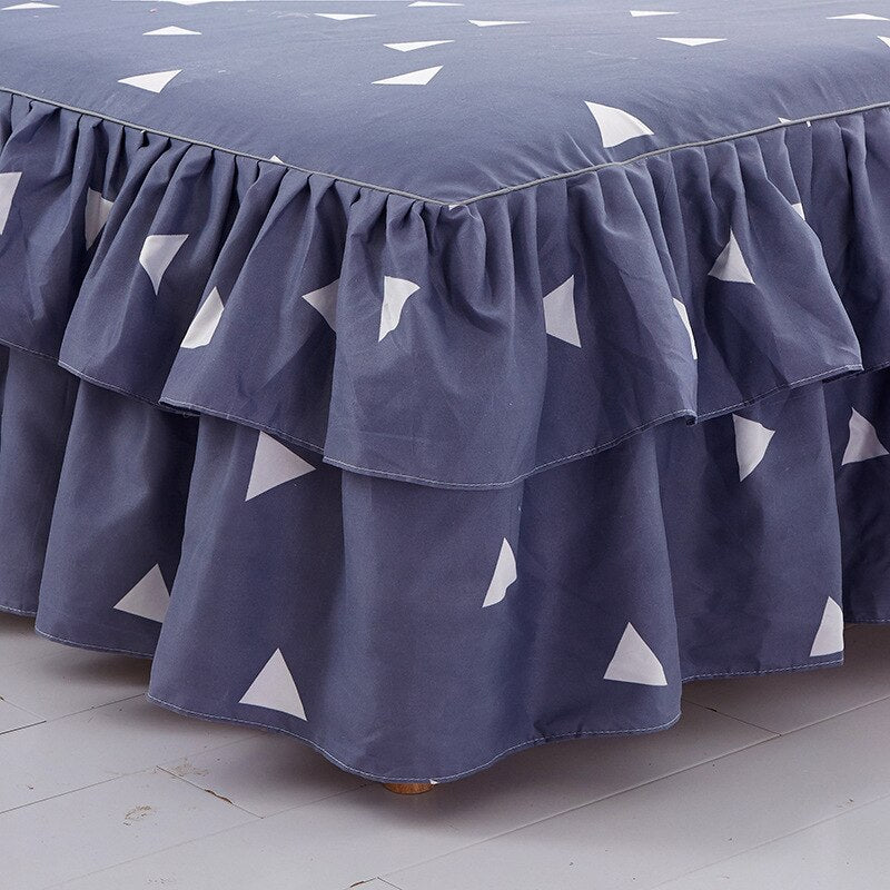 Lotus Leaf Non - slip Bed Skirt with Flowers Bed Sheet - Casatrail.com