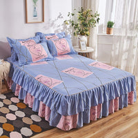 Thumbnail for Lotus Leaf Non - slip Bed Skirt with Flowers Bed Sheet - Casatrail.com