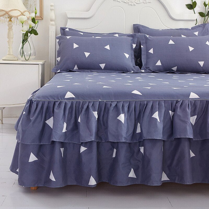 Lotus Leaf Non - slip Bed Skirt with Flowers Bed Sheet - Casatrail.com