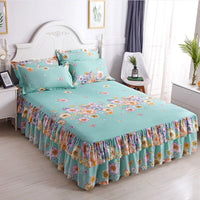 Thumbnail for Lotus Leaf Non - slip Bed Skirt with Flowers Bed Sheet - Casatrail.com