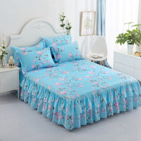 Thumbnail for Lotus Leaf Non - slip Bed Skirt with Flowers Bed Sheet - Casatrail.com