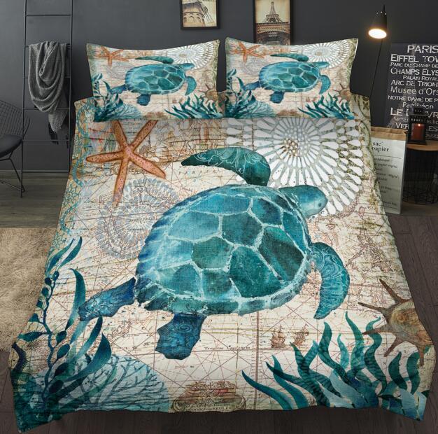 Lovely Bay Turtle Marine Sea Bedding Set - Casatrail.com