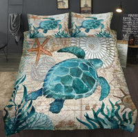 Thumbnail for Lovely Bay Turtle Marine Sea Bedding Set - Casatrail.com