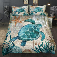 Thumbnail for Lovely Bay Turtle Marine Sea Bedding Set - Casatrail.com