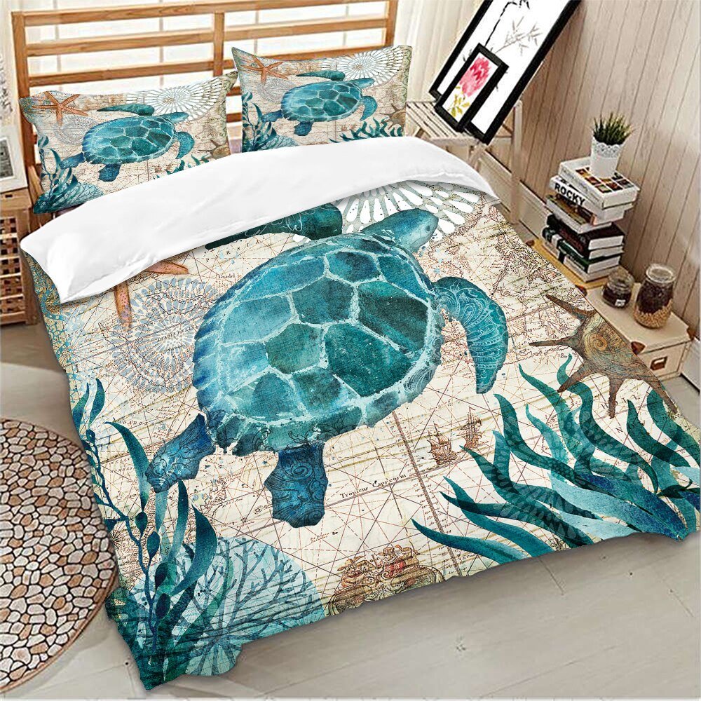 Lovely Bay Turtle Marine Sea Bedding Set - Casatrail.com