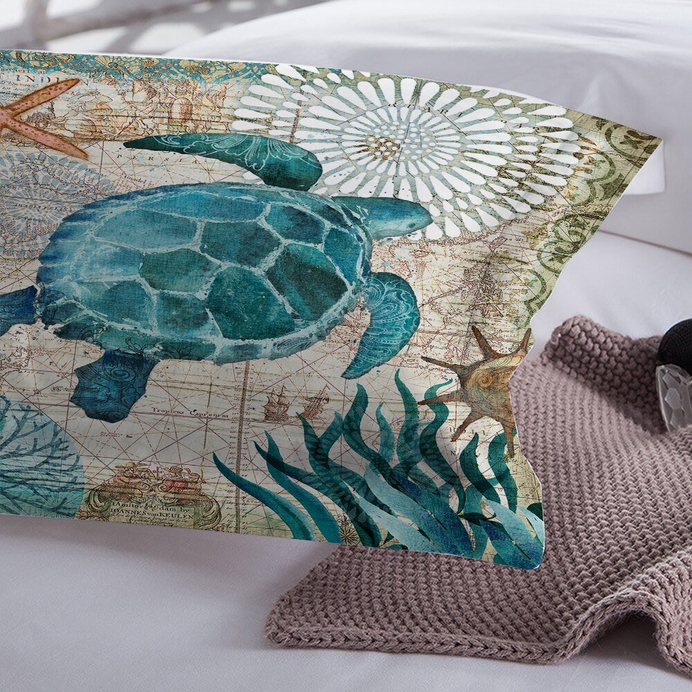 Lovely Bay Turtle Marine Sea Bedding Set - Casatrail.com