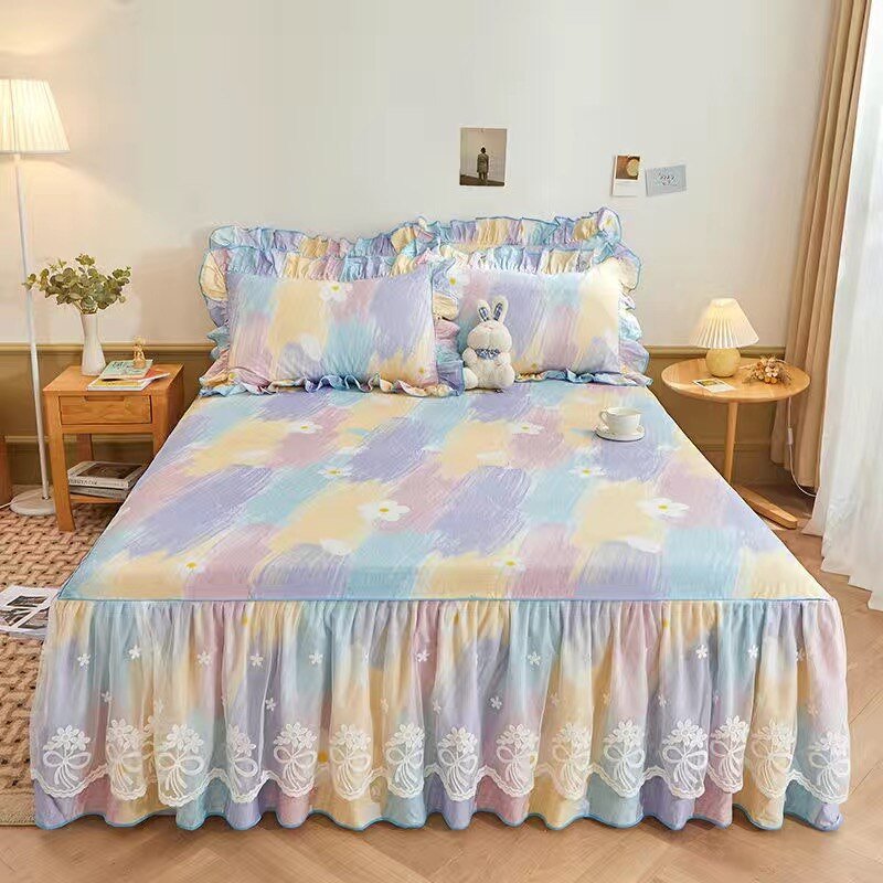 Luxurious Bed Skirt Set - 100% Cotton with Pillowcases - Casatrail.com