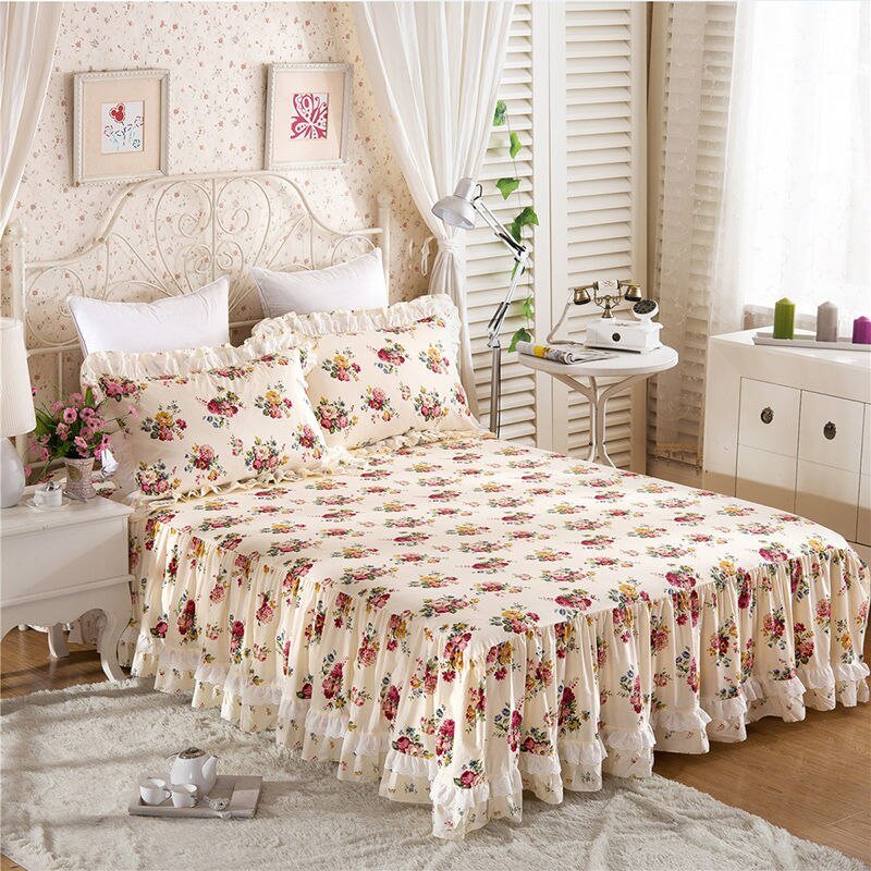 Luxurious Bed Skirt Set - 100% Cotton with Pillowcases - Casatrail.com