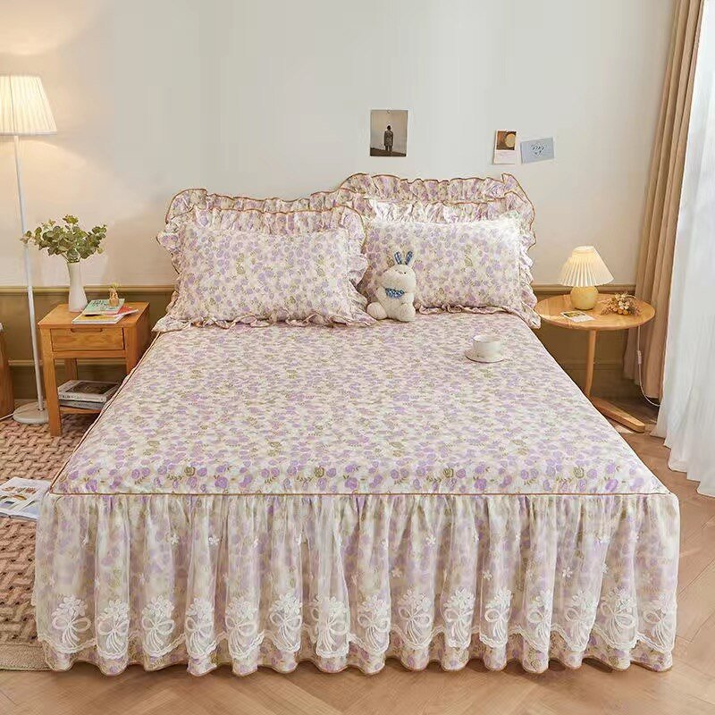 Luxurious Bed Skirt Set - 100% Cotton with Pillowcases - Casatrail.com