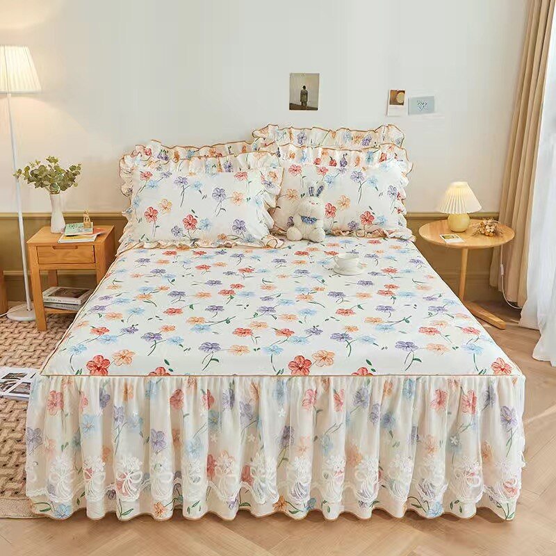 Luxurious Bed Skirt Set - 100% Cotton with Pillowcases - Casatrail.com