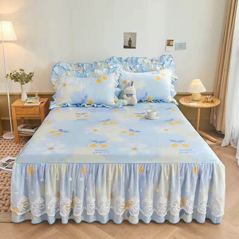 Luxurious Bed Skirt Set - 100% Cotton with Pillowcases - Casatrail.com