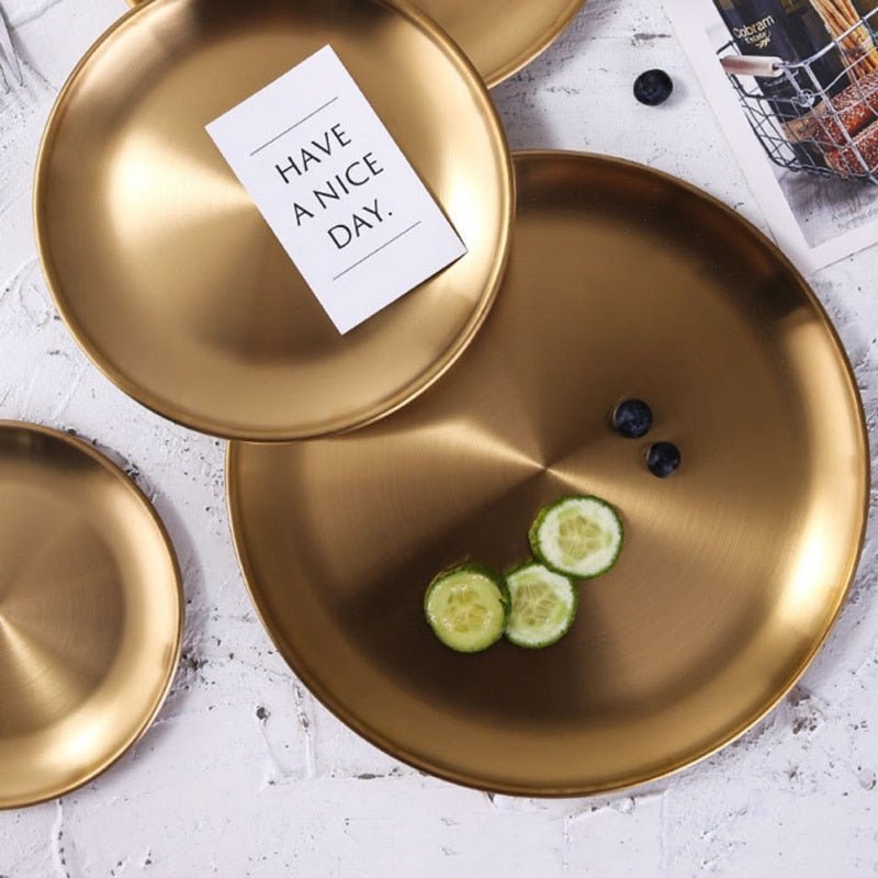 Luxurious Brass Gold Round Storage Tray - Casatrail.com