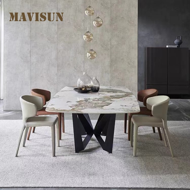 Luxury Nordic Marble Dining Table and Chairs Combination - Casatrail.com