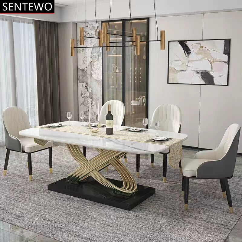 Luxury Stone Dining Table with Gold Frame - Casatrail.com