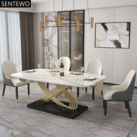 Thumbnail for Luxury Stone Dining Table with Gold Frame - Casatrail.com
