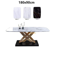 Thumbnail for Luxury Stone Dining Table with Gold Frame - Casatrail.com