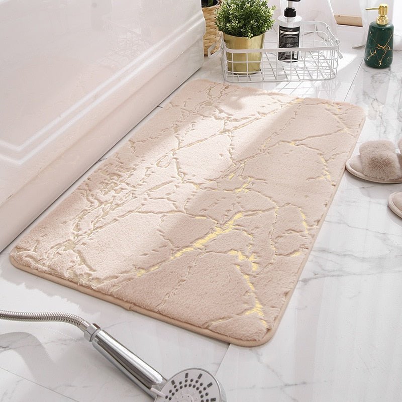 Luxury White and Gold Bath Mats for Bathroom - Casatrail.com