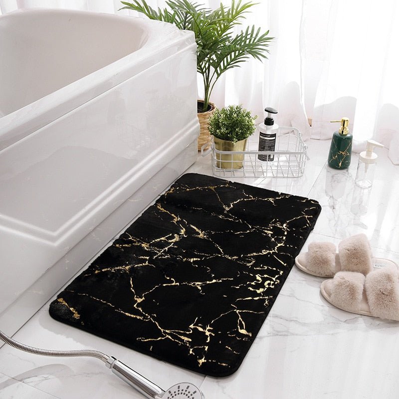 Luxury White and Gold Bath Mats for Bathroom - Casatrail.com