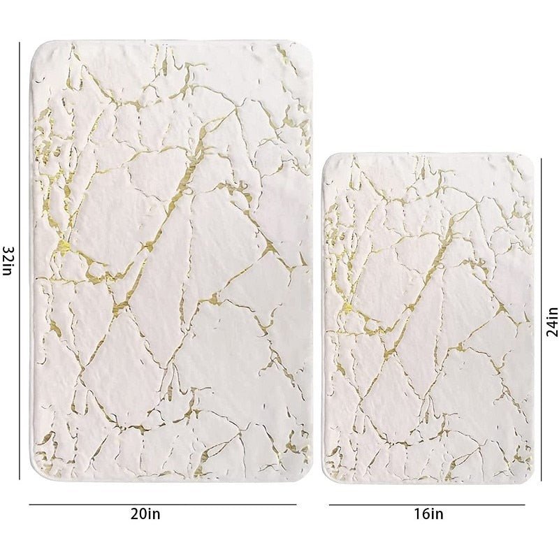 Luxury White and Gold Bath Mats for Bathroom - Casatrail.com