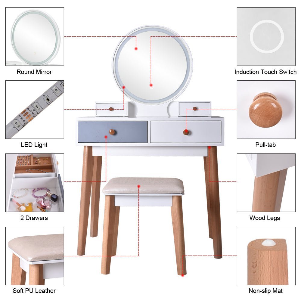 Makeup Dressing Table with Lighted Mirror - Casatrail.com