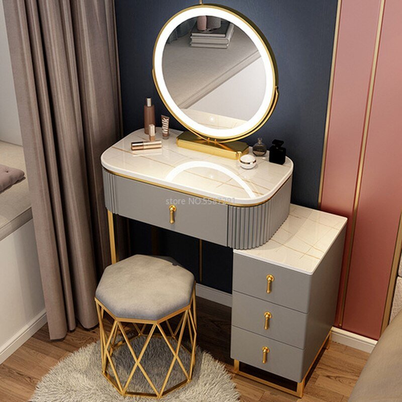 Makeup Vanity Dressing Table Set with Mirror and Storage - Casatrail.com