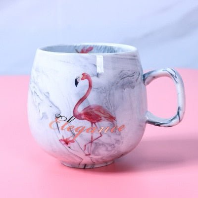 Marble Ceramic Flamingo Coffee Mug for Office Bar - Casatrail.com