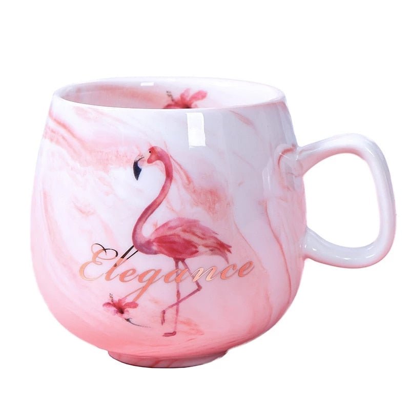 Marble Ceramic Flamingo Coffee Mug for Office Bar - Casatrail.com