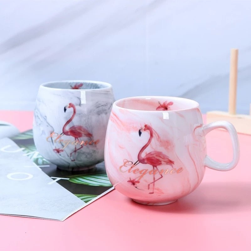 Marble Ceramic Flamingo Coffee Mug for Office Bar - Casatrail.com