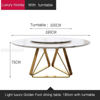 Thumbnail for Marble Dining Table with Turntable with Stainless Steel Frame - Casatrail.com