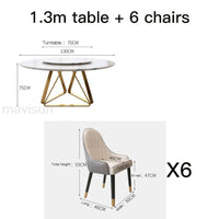 Thumbnail for Marble Dining Table with Turntable with Stainless Steel Frame - Casatrail.com