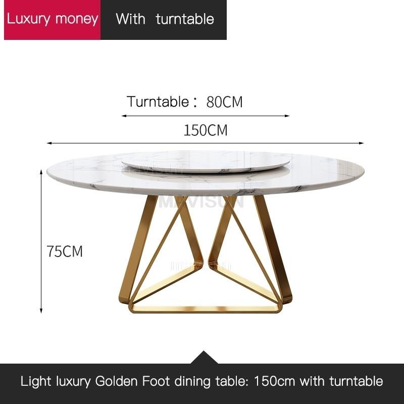 Marble Dining Table with Turntable with Stainless Steel Frame - Casatrail.com