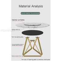 Thumbnail for Marble Dining Table with Turntable with Stainless Steel Frame - Casatrail.com