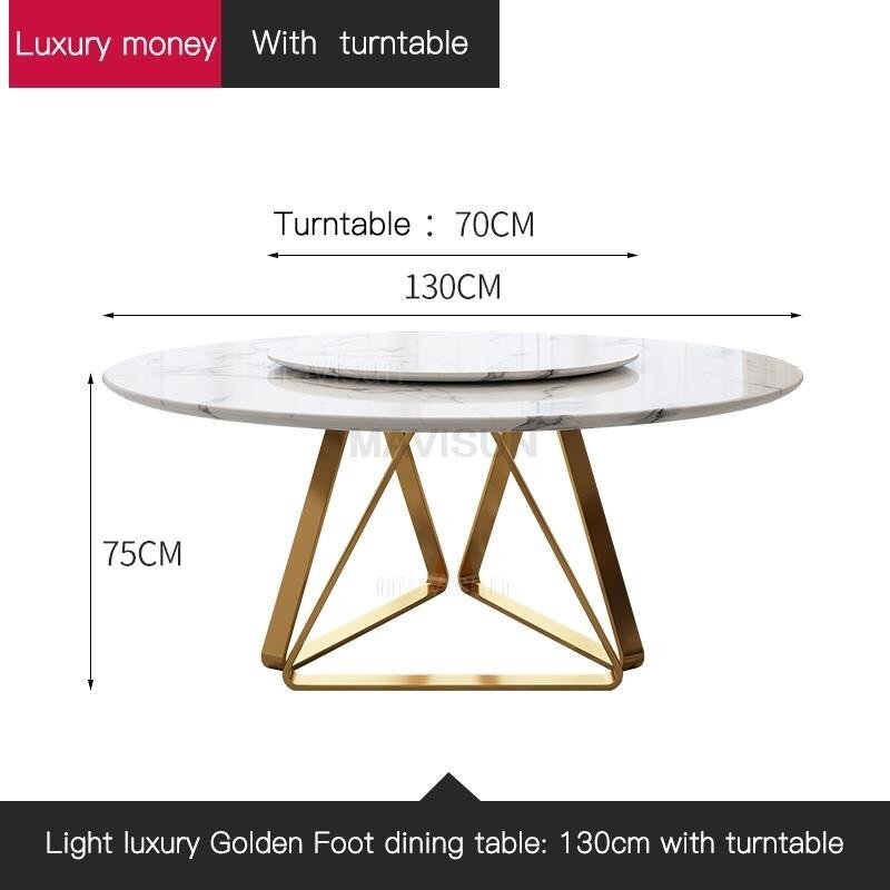 Marble Dining Table with Turntable with Stainless Steel Frame - Casatrail.com