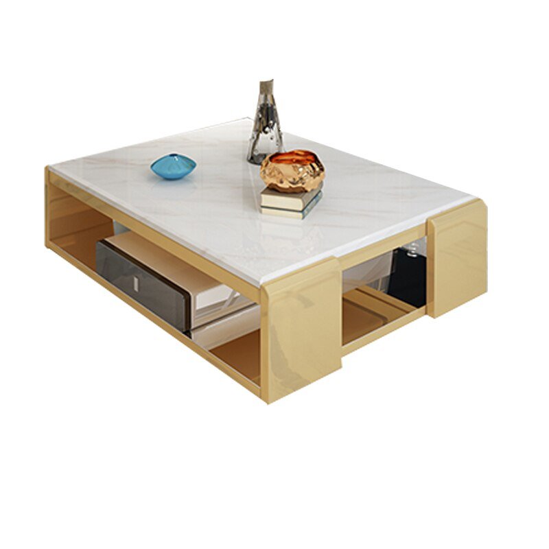 Marble Stainless Steel TV Stand with Coffee Table - Casatrail.com