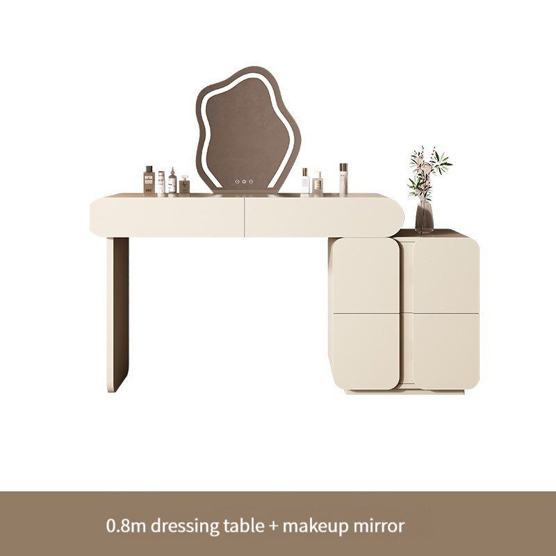 Minimalist Dressing Table with Stool and LED Mirror - Casatrail.com