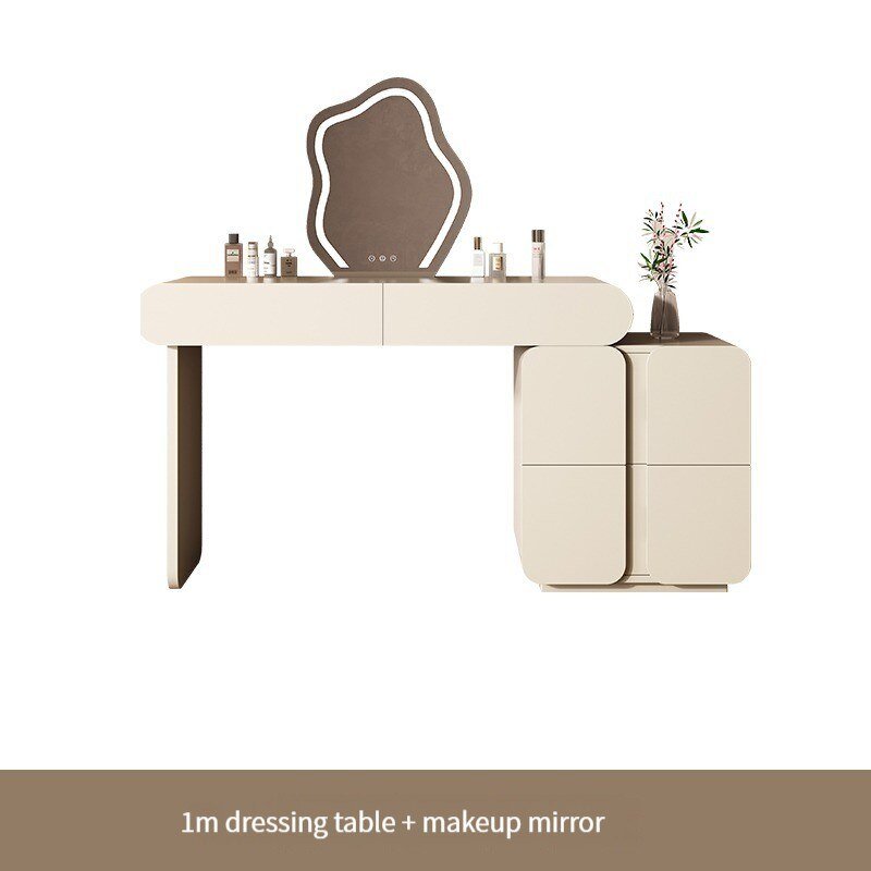 Minimalist Dressing Table with Stool and LED Mirror - Casatrail.com