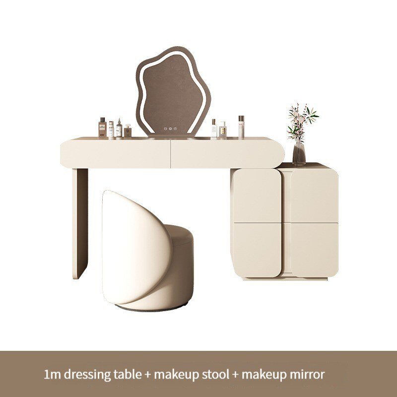 Minimalist Dressing Table with Stool and LED Mirror - Casatrail.com