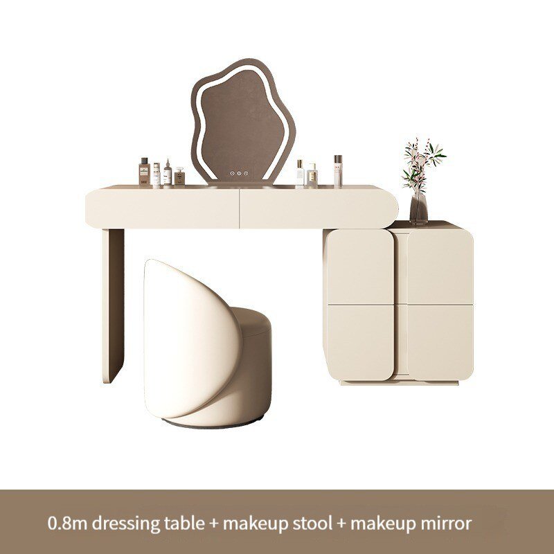 Minimalist Dressing Table with Stool and LED Mirror - Casatrail.com