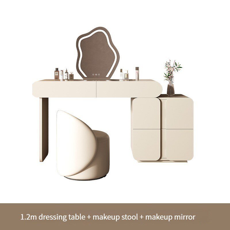 Minimalist Dressing Table with Stool and LED Mirror - Casatrail.com