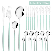 Thumbnail for Mint Silver Dinnerware Set - 24pcs - Casatrail.com