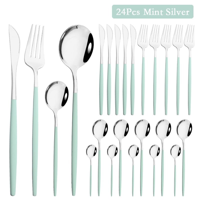 Mint Silver Dinnerware Set - 24pcs - Casatrail.com