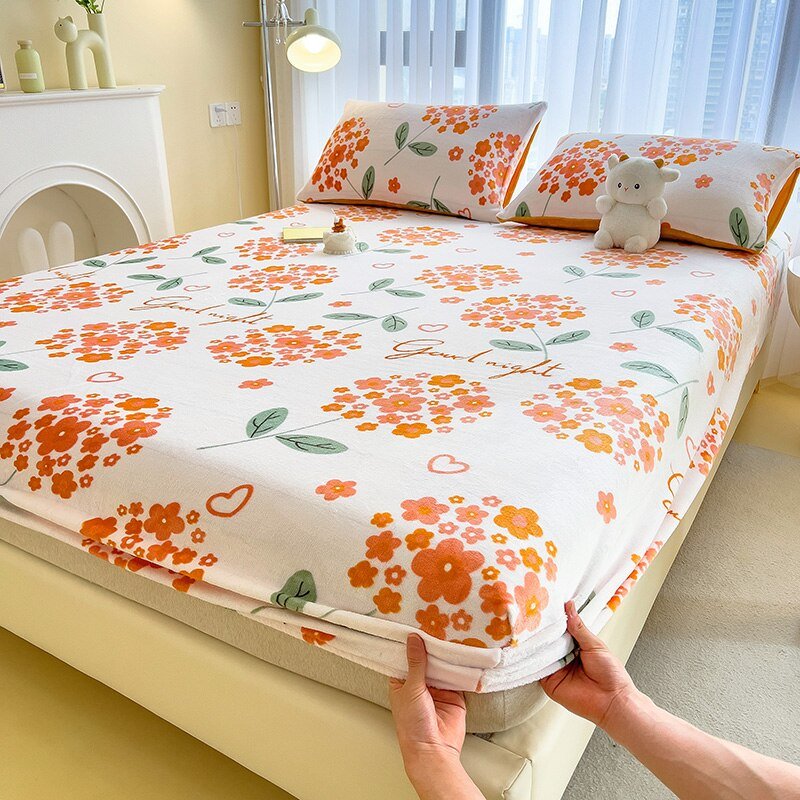 Missdeer Velvet Fitted Sheet Cartoon Style Bedspread - Casatrail.com