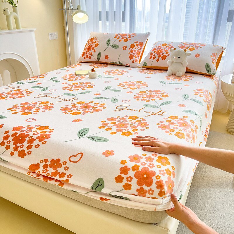 Missdeer Velvet Fitted Sheet Cartoon Style Bedspread - Casatrail.com