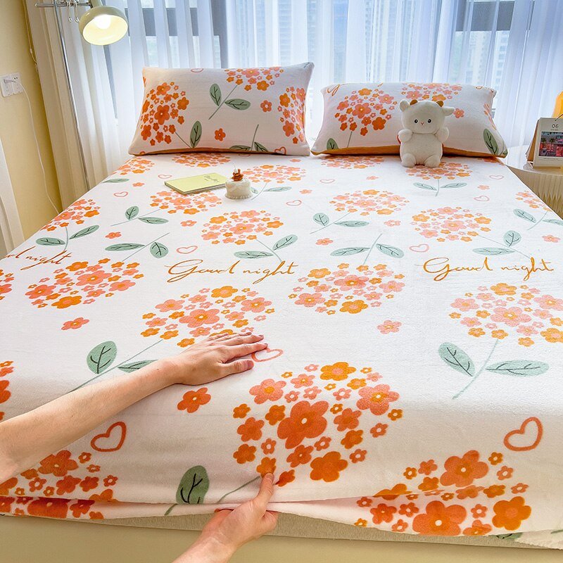 Missdeer Velvet Fitted Sheet Cartoon Style Bedspread - Casatrail.com