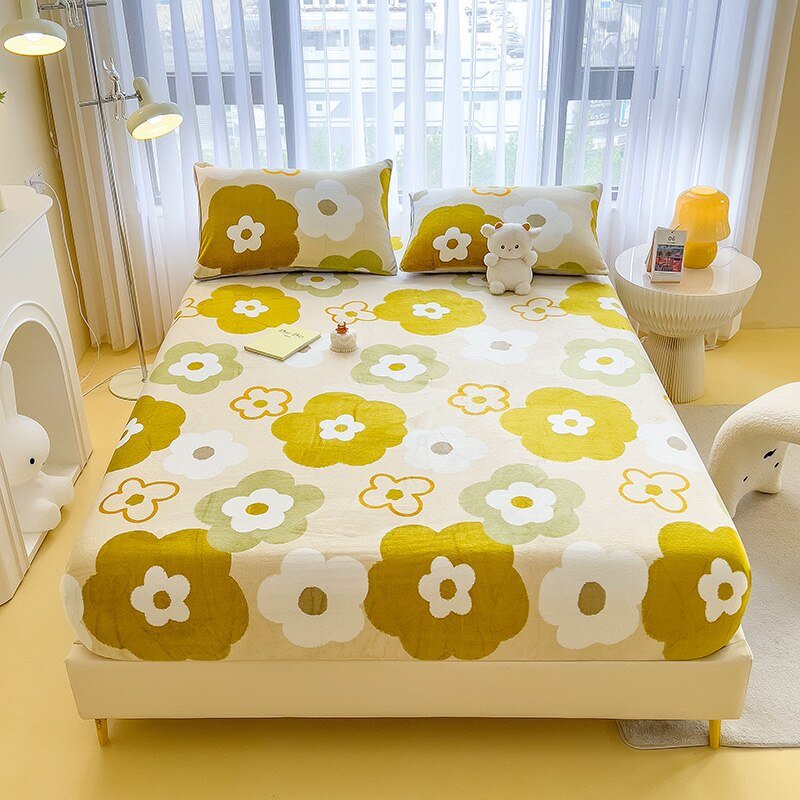 Missdeer Velvet Fitted Sheet Cartoon Style Bedspread - Casatrail.com