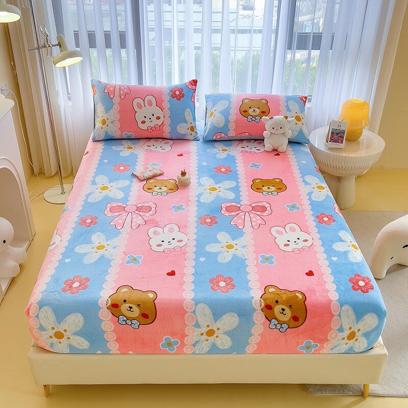 Missdeer Velvet Fitted Sheet Cartoon Style Bedspread - Casatrail.com